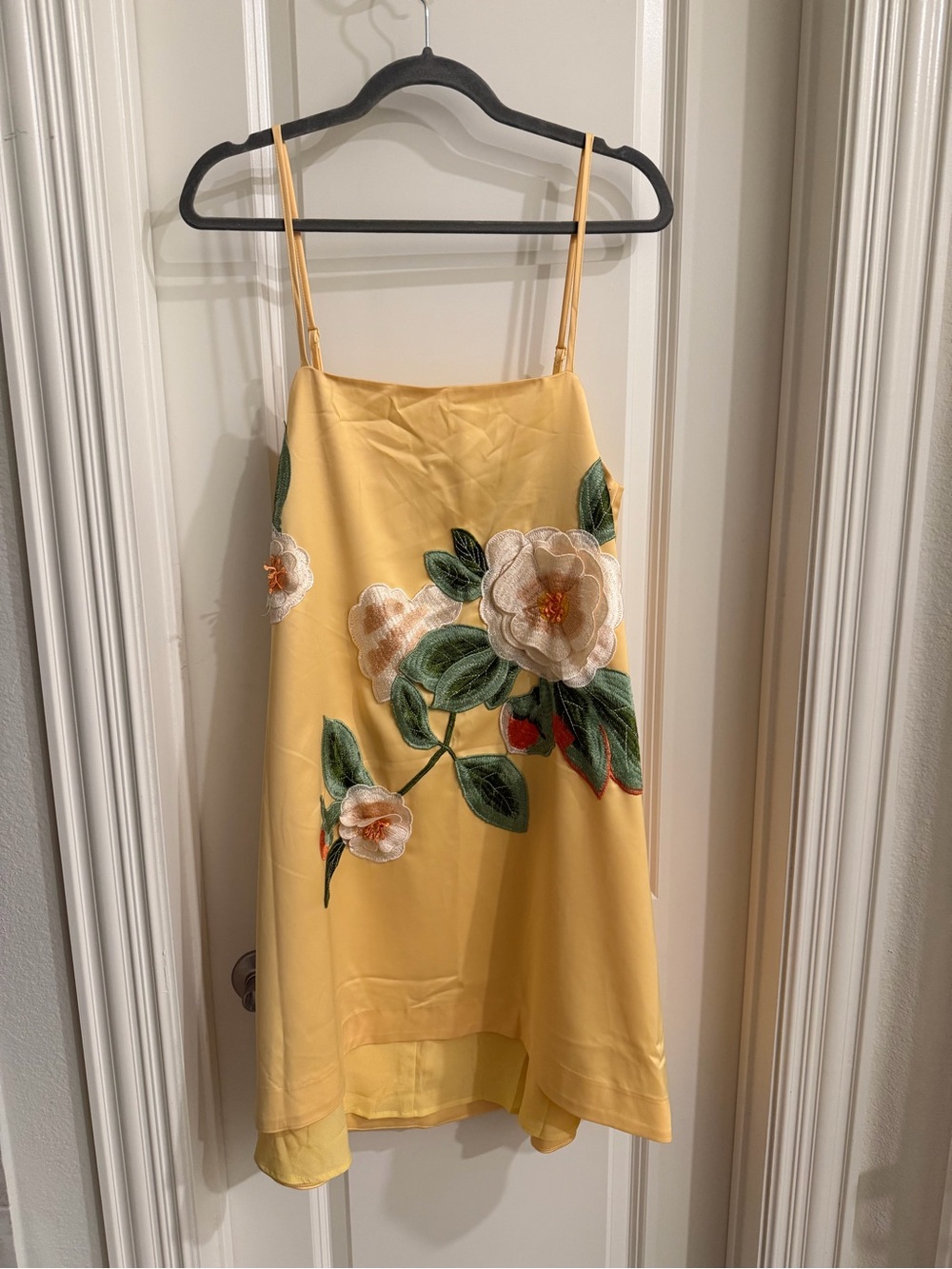 Floral appliqué mini dress